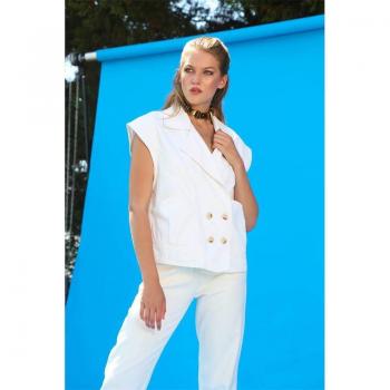 Colete femenino estilo retro L color crudo