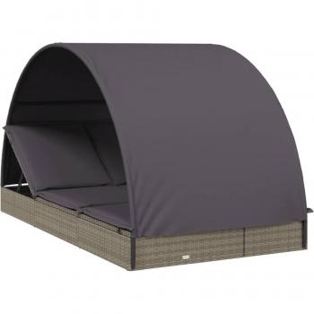 Transat 2 places avec protection solaire 211 x 112 x 140 cm gris