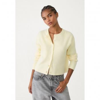Maglia a Coste Giallo L: Cardigan Stradivarius con Bottoni