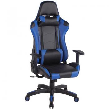 Bureau & Sport: fauteuil inclinable avec coussins PVC noirs et bleus