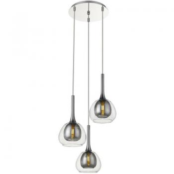 Contemporary 3‑Light Smoked Gray Glass Cluster Pendant