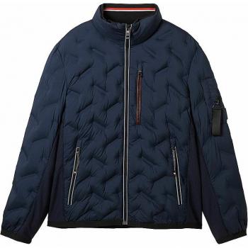 TOM TAILOR Herren Hybrid Jacke mit verstaubarer Kapuze, blau, Uni, Gr. S