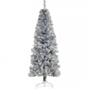 Albero di Natale Argentato Alto 150cm con 408 Rami e Base Rimovibile