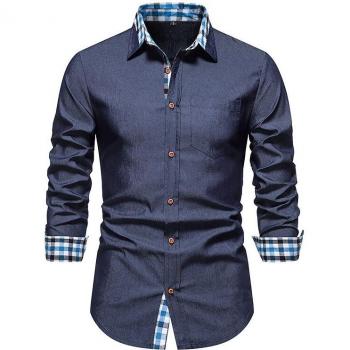 Herren Casual Hemd Langarm Denim 2022