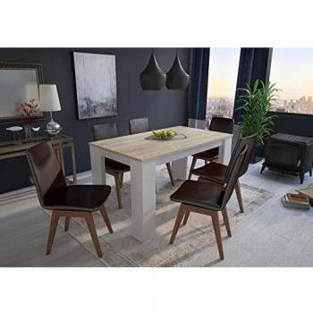 Tavolo 6 posti da pranzo e soggiorno 138x80x75cm colore Rovere chiaro e bianco