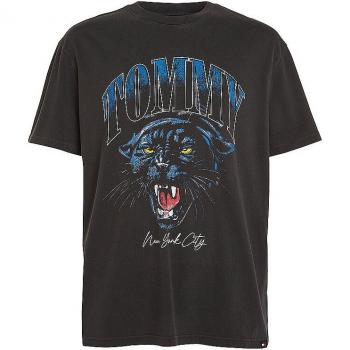 Camiseta Retro Tommy Jeans Tigre de Colegio Negro