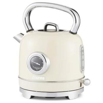 Geepas RetroVive 1.8L Electric Kettle, Stainless Steel, Cream, 3000W