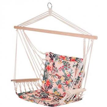 Hamac Chaise Suspendue Portable en Coton et Polyester Rose pâle