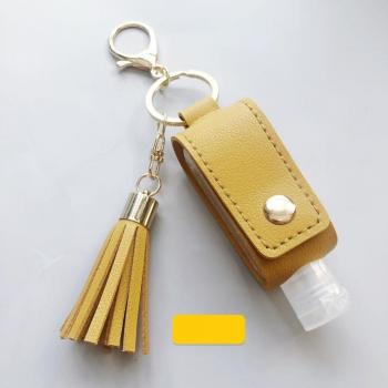 Leere 30ml Reise Flasche aus Kunststoff mit Quaste und Leder Schlüsselanhänger