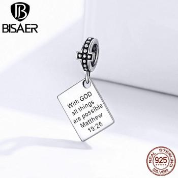 BISAER 925 Sterling Silber Bibel Anhänger für DIY Schmuck ECC1424
