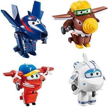 Super Wings Cuarteto de figuras transformables: Astra, Flip, Todd y Chace