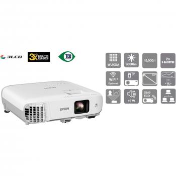 Epson EB‑990U 16:10 Ratio Projector – 3800 Lumens, White