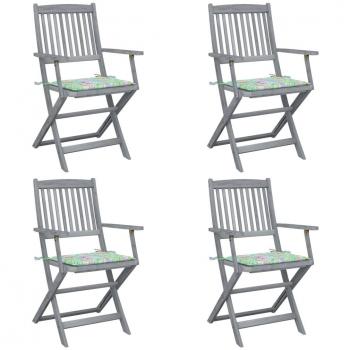 Klappbare Gartenstühle 4 Stk. mit Kissen aus Akazie