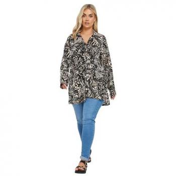 Yours Curve Chemise en Tissu Jersey Noir, Forme Abstraite – EU 50-52 (UK 22-24)