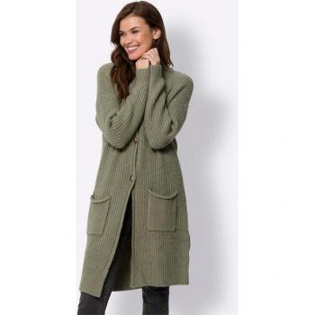 Kaki chiné Veste en tricot doux Mandarin 36 ml
