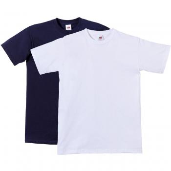 Fruit Of The Loom Damen Freizeitshirt Unisex – Dunkelblau + Weiß, Größe 5