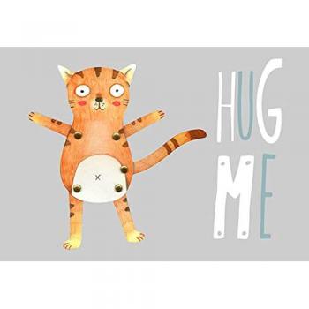 K&L Wall Art Wandtattoo Teddy Tiger Katze Hug me Wandtattoo 100x76cm Klebebilder Kinderzimmer Loske, Wandbild selbstklebend, entfernbar