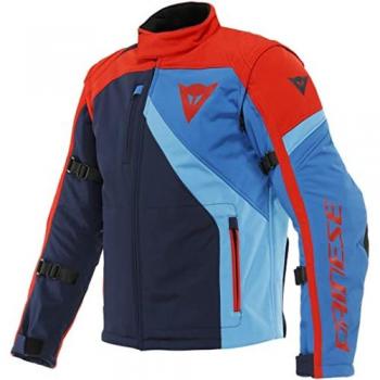 Dainese Ranch Tex Giacca tessile moto Uomo, Nero-Iris/Rosso Lava/Azzurro, taglia 52