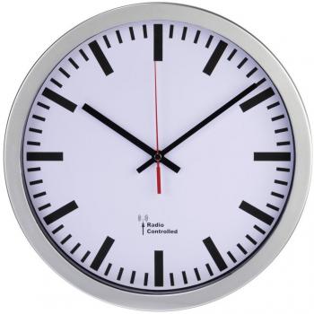 Hama große Wanduhr DCF 30 cm Silber