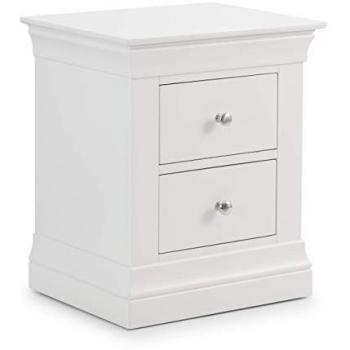 Julian Bowen Clermont White Wooden 2 Drawer Bedside Cabinet