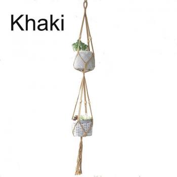 Support de plante en macramé à double étage