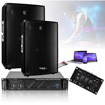 Pack Sonorisation Bar/Club Ibiza 2800 W – 2 enceintes 600 W + ampli 800 W + console