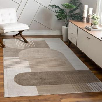 Tappeto Moderno a Pelo Corto Beige 160x230 cm