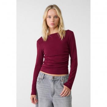 Stradivarius Amethyst Long Sleeve T-Shirt with Gathering L