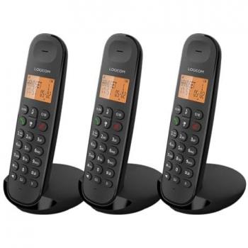Téléphone Fixe Sans Fil Trio Logicom Iloa 350 Noir DECT/GAP avec ID d'Appelant et Capacité de Conférence à Trois