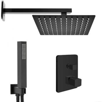 Kit Doccia Lotus Nero 30cm con Soffione e Installazione