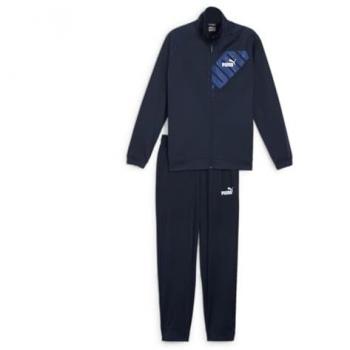 Jogginganzug PUMA POWER POLY TRACKSUIT Gr. M, blau (club navy), Herren, Obermaterial: 100% Polyester, bedruckt, Sportanzüge