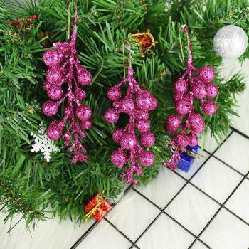 3Pcs Red Berry Glitter Branches for Wedding Decor