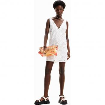 Mini robe florale en dentelle blanche Desigual