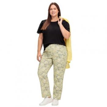Lindgrün-Zitrone Paisley Schlupfhose für Damen, Größe 48