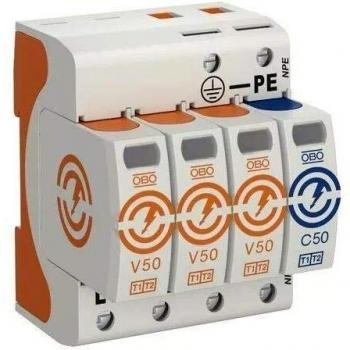 Dispositivo de Protección contra Sobretensiones OBO V50 3 polos + NPE 280 V Blanco