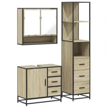 VidaXL Sonoma Oak 3 Piece Bathroom Furniture Set