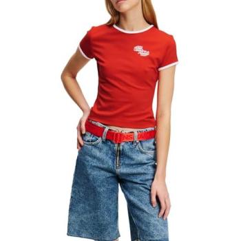 Karl Lagerfeld Camiseta Casquillo rojo Casual Viscosa Manga Corta