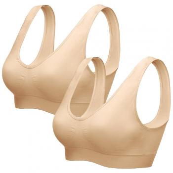 SIHOHAN Damen Sport‑Bustier‑Set – 2 Stück, Bequemer, Bügelfrei, Hohe Elastizität, Fein geflochtene Nähte, Khaki, XL