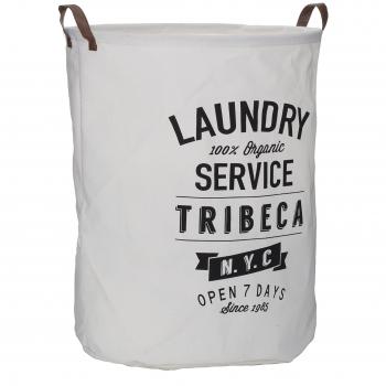Tribeca Faux Leather Handle Laundry Bag – White