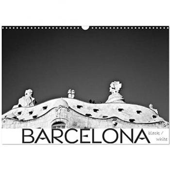 BARCELONA [black/white] (Wandkalender 2025 DIN A3 quer) CALVENDO Monatskalender
