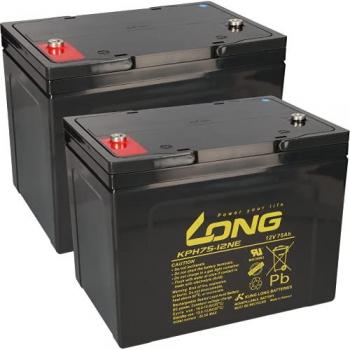 Invacare G23 Akku Set 2x Kung Long Bleiakku KPH75-12NE M6 12V 75Ah