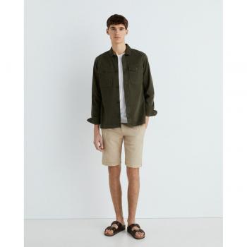 Camicia Superdry A Maniche Lunghe Merchant Herringbone Olive Khaki XL