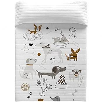 Reversible Steppdecke Panzup Hunde 1 (270 x 260 cm) für 180/200 Bett
