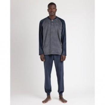 Admas Pyjama‑Set „Langarm‑Velours Basic Stripes“ – Hose & Top