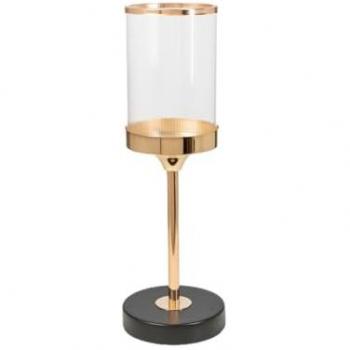 Goldene Kerzenschale mit Glas von Romimex