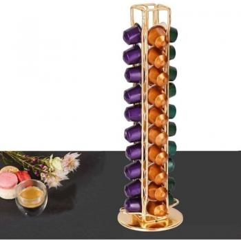 Estante Nespresso con Ventana de Vidrio y Bandeja Giratoria Inox