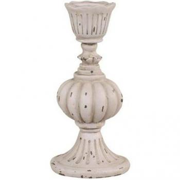 Shabby Chic Kerzenständer – 14 cm, antike Grau‑Farbe