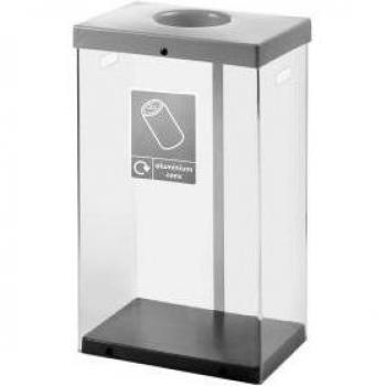 Recycling Bin, 80 L Clear Body, Grey Lid & Stickered Front