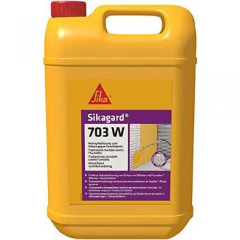 Repelente al agua para fachada Sikaguard 703W, Impregnación repelente al agua transparente, lista para su uso, protege las fachadas frente a la penetración del agua, 5 Litros, Color Blanco