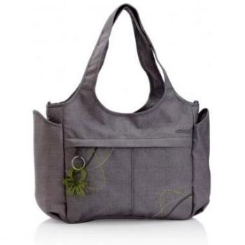 Borsa per il fasciatoio in tinta unita con cerniera a scomparsa e pannelli laterali rimovibili, Grigio di okiedog Celeb Tote